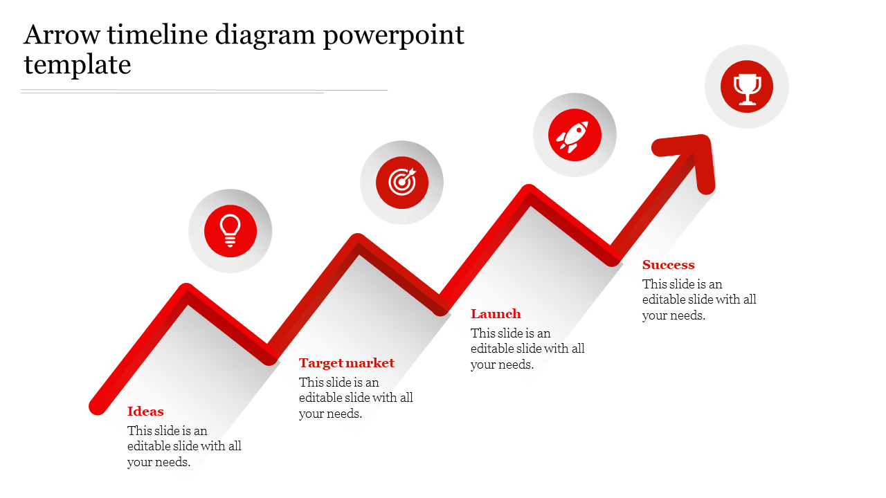 arrow timeline diagram powerpoint template-Red